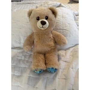 Build a Bear Happy Birthday Plush Tan Bear Blue Confetti BAB Teddy Bear Used